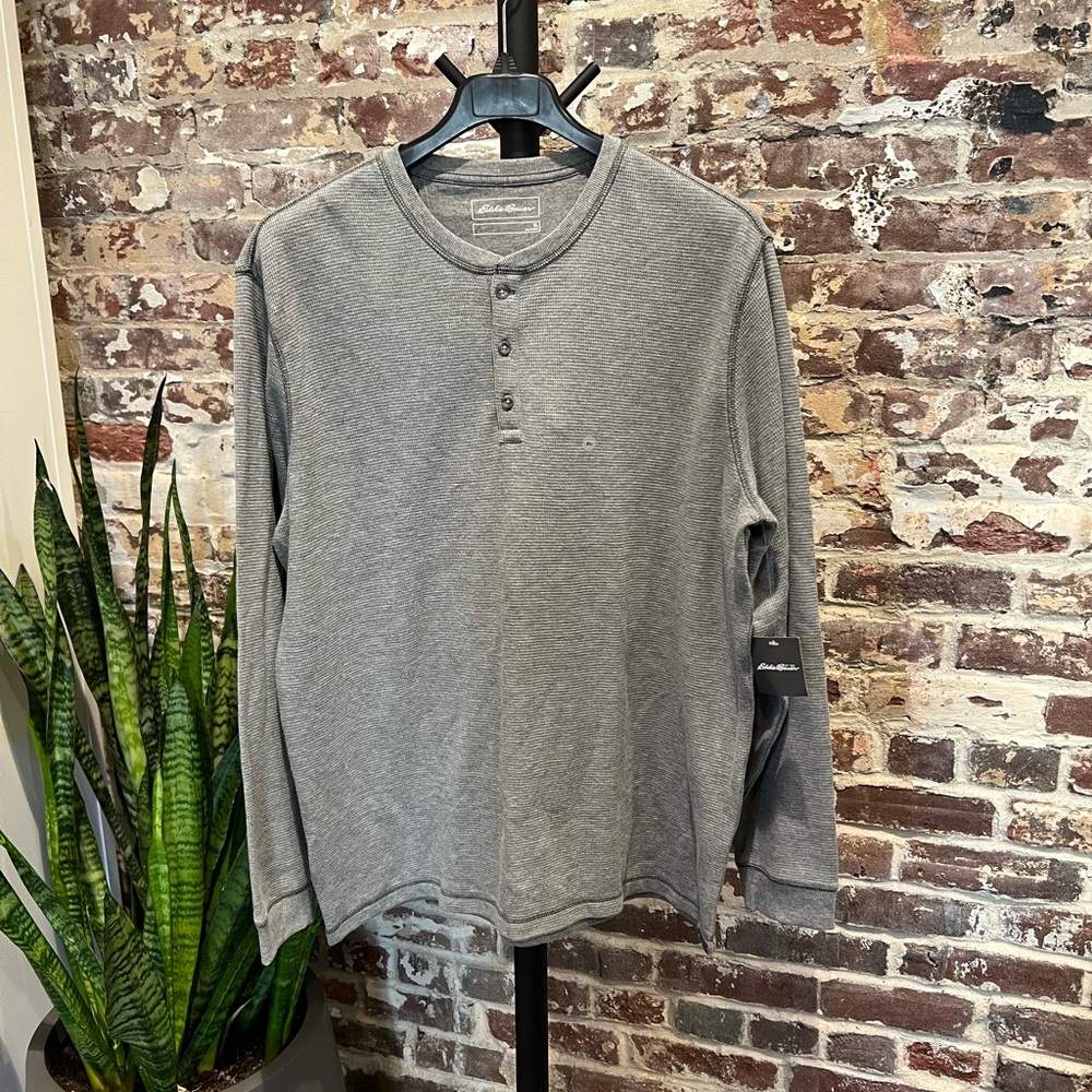 Eddie Bauer Charcoal Thermal Knit Henley